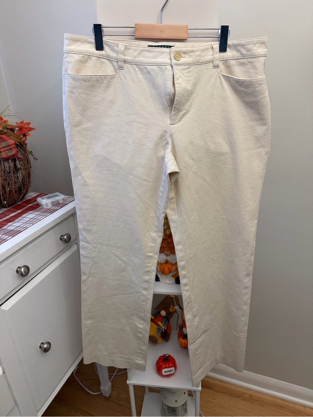 Ralph Lauren Cream Straight-Leg Jeans